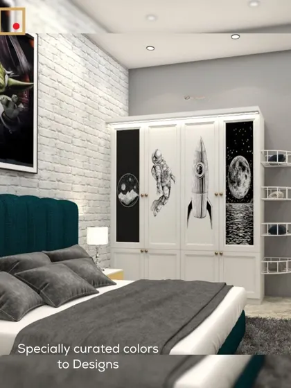 A duplicate of ID 42, this image shows the space-themed wardrobe that makes this kid's room truly out of this world.