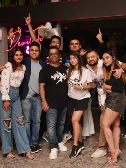 A big group of friends having a great time.