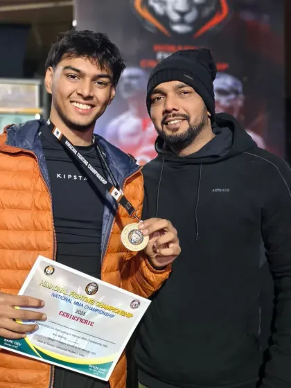 A young fighter from our team with his gold medal and certificate from the National MMA Championship. The future of Indian MMA is bright.