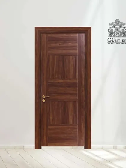 This laminated door features a realistic wood grain pattern, offering the look of natural wood with the added benefits of being scratch-resistant and easy to clean.