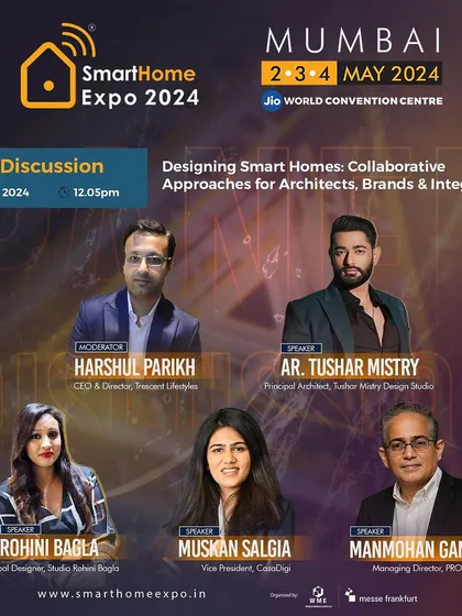 The official announcement for the panel discussion on "Designing Smart Homes," featuring our Managing Director as a key speaker.