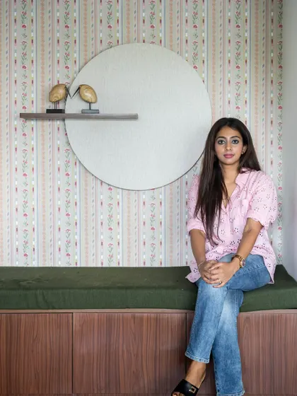 My lovely client Rachana in her new home, 'The Flux Abode'. Her brief was for a home with contemporary sophistication and whispers of subtle luxury.