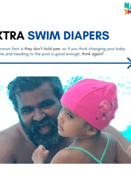 A checklist tip: Bring extra swim diapers. A little-known fact is they don't hold pee, so changing right before you leave home isn't enough.