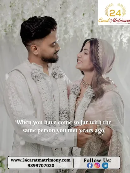"When you have come so far with the same person you met years ago." A tender moment between a couple, celebrating a love that has grown and stood the test of time.