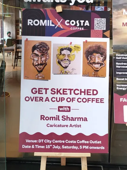 The official poster for my "Get Sketched Over a Cup of Coffee" event with Costa Coffee.