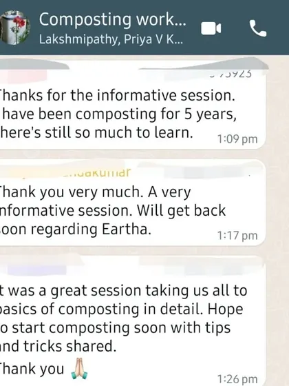 It's great to hear from both beginners and experienced composters who find my sessions informative. Even after five years of composting, there is always more to learn.