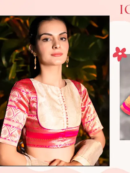 I call this the Blouse of Love. Crafted from rich brocade silk with a chic polo neck and delicate potli piping, its statement red hue is designed to make you feel bold and beautiful.