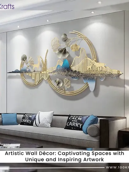 Artistic wall decor can transform a room into a captivating space. This stunning metal wall sculpture adds a unique and inspiring touch to this living room, turning a simple wall into a conversation starter.