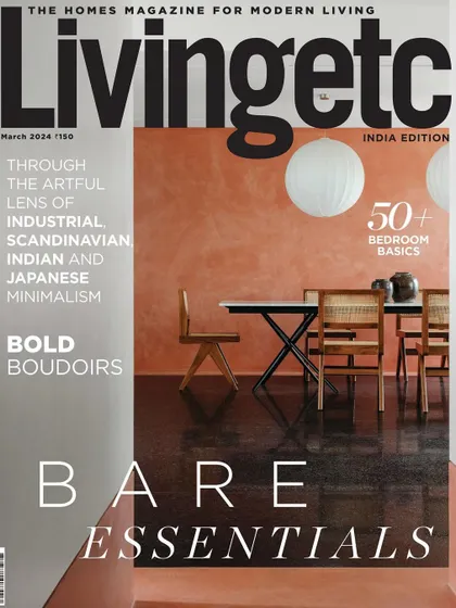 I was honored to have my work featured on the cover of Livingetc. This shot of a dining space I designed captures my philosophy of using natural materials, color, and light to create essential, calming spaces.