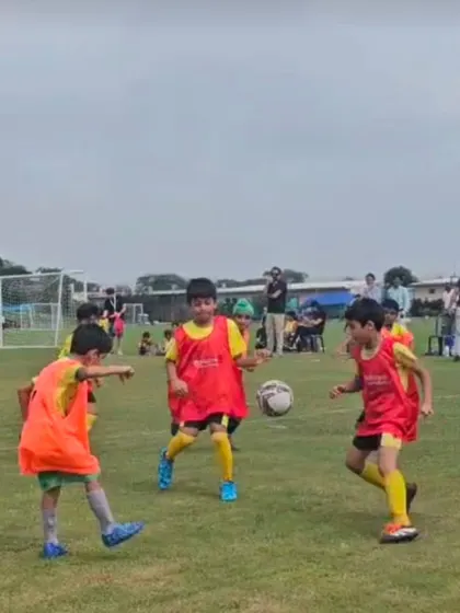 Our players get real match experience in competitive environments. This action shot shows our U-7 players battling it out during a Reliance Foundation Youth League game. We believe match play is crucial for developing teamwork, resilience, and tactical awareness.