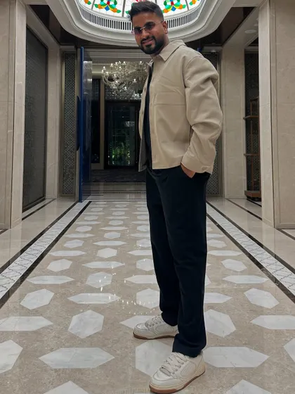 "Show Time." A pre-gig shot in a stunning hallway. The look is part of the performance.