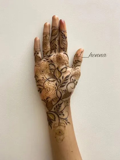 The same floral design without filled fingertips, for a more modern look.