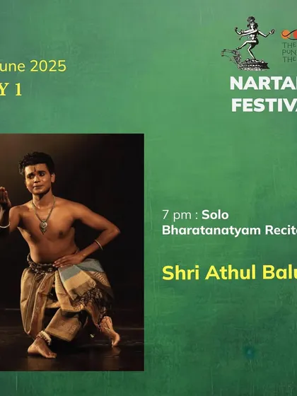 Another featured artist from Day 1, Shri Athul Balu, presenting a solo Bharatanatyam recital. The festival is a stage for powerful solo performances.