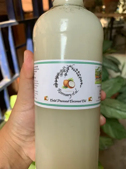 This is our signature cold-pressed coconut oil, bottled and ready for your kitchen. We make it from coconuts grown by the Kaveri river on our estate, and its pure, fragrant quality is perfect for cooking.