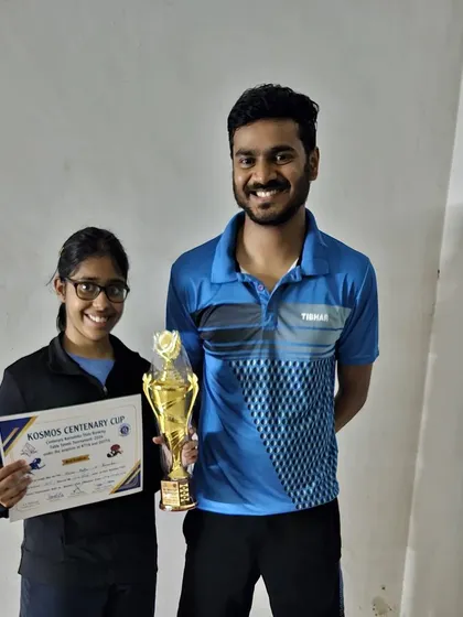 Our players Deshna and Shreyal Telang celebrating their medal wins at the Kosmos Centenary Cup state ranking tournament.