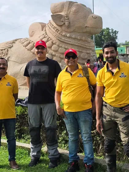 Our group in front of the giant Nandi statue, which is carved from a single stone and is one of the largest in the world.