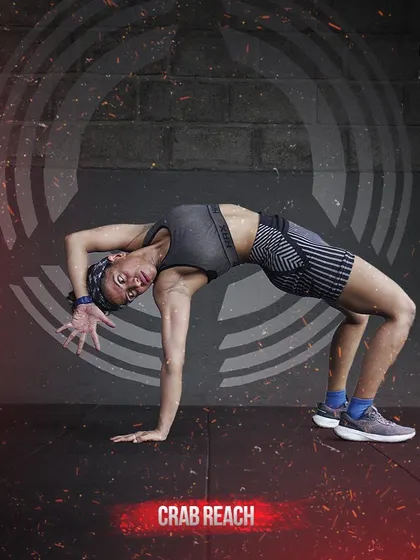 The Crab Reach is a full-body stretch that opens up the chest, shoulders, and hips while strengthening the posterior chain.