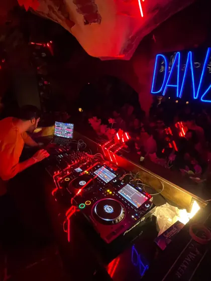 The view from the console at Habibi. The combination of the cave-like venue and the driving techno creates a powerful, immersive experience.
