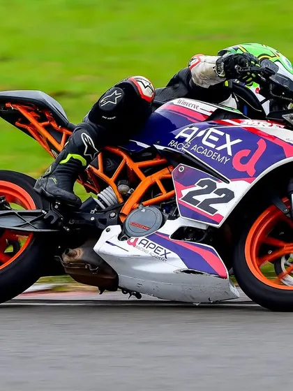 From P8 on the grid to P1 at the finish line. Our rider Mihir Vijay Sakpal on his KTM RC390, showcasing the racecraft and determination that led to a spectacular victory in the national championship.