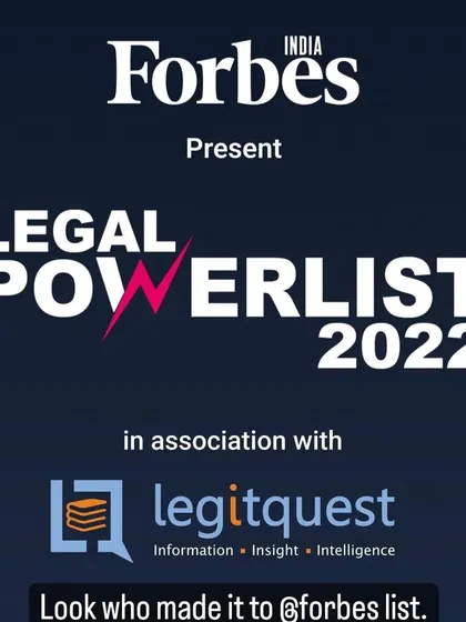 This is the official announcement from Forbes India for the Legal Powerlist 2022. We are proud that our expertise in providing effective legal solutions, including for victims of cybercrime, has been recognized on such a prestigious platform.