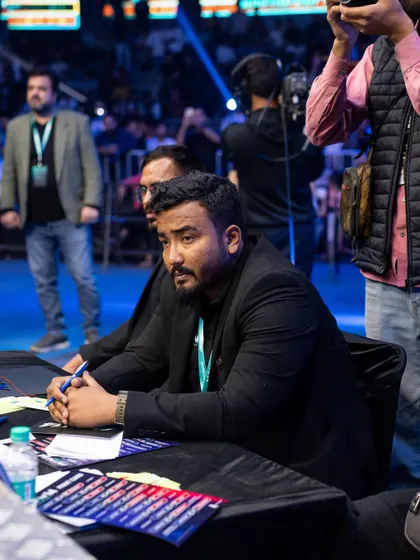 Focused on my duties as a judge at MFN 14. Scoring a fight requires deep concentration and an unbiased eye.