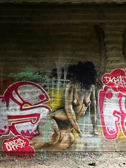 A raw, figurative piece from our 'Khandar Diaries' series. We find abandoned spots and just paint, exploring anatomy and form.