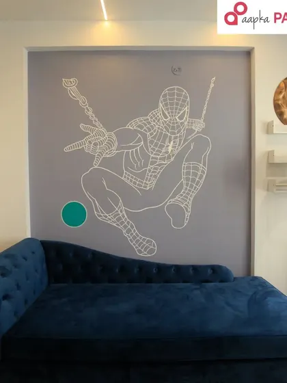 A close-up of the completed Spiderman wall art, showing the clean lines and detail that our artists achieve.