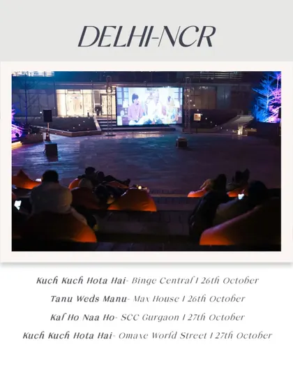 Delhi-NCR's October schedule is full of Bollywood hits like 'Kuch Kuch Hota Hai' and 'Tanu Weds Manu'.