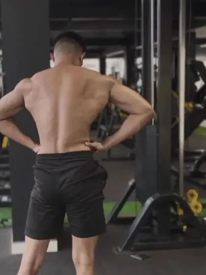 A back pose, showing the V-taper I've built.