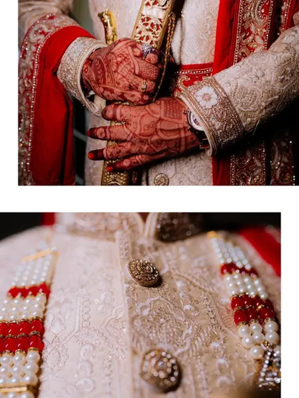 Duplicate of image 343, a collage of groom's attire details.