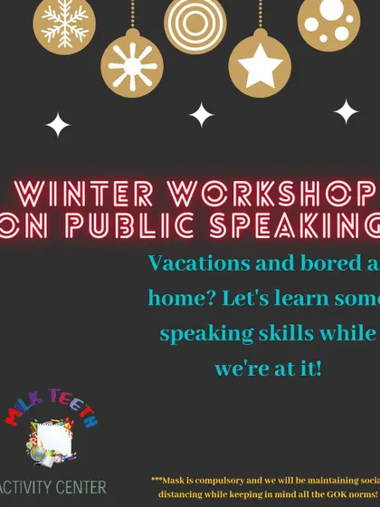 To help older kids build confidence, I host a 21-day winter workshop focused on public speaking. This camp for 8-13 year olds is designed to make learning speaking skills fun and interactive, moving beyond boring lectures to engaging games and practice sessions.