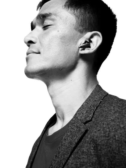 A powerful monochrome portrait of Sunil Chhetri taken during the ACWO shoot. This image strips everything back to focus on pure intensity and emotion, showcasing a different, more artistic side to a commercial project.