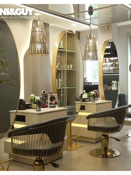 The stunning interior of our Greater Kailash 1 salon. With modern design and luxurious seating, it's the perfect environment to unwind and get pampered by our expert makeup artists.