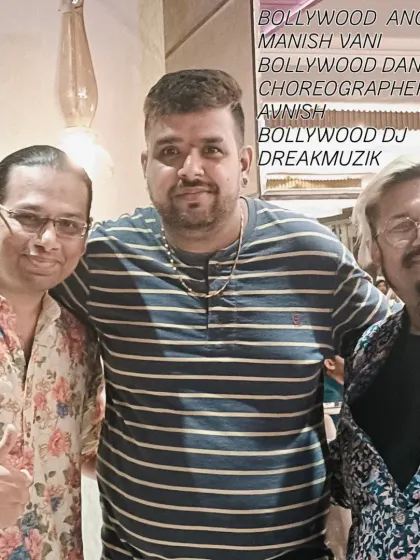 A group photo with the event team, including Bollywood anchor Manish Vani and choreographer Avnish. Teamwork makes the dream work.