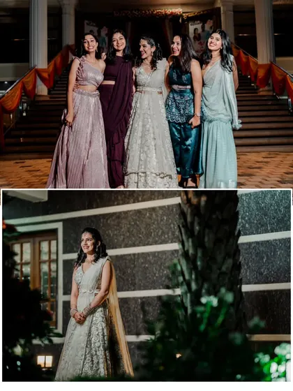 A duplicate of image 315, showcasing the bride with her friends and a stunning solo portrait.