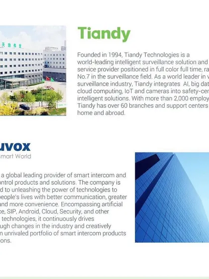 I stay updated with the best technology. Tiandy now works with Akuvox smart video intercoms, and I can integrate these systems for you.