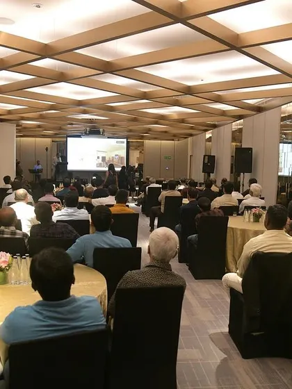This image from our Annual Gala shows our team and partners fully engaged with the presentation. Our AV setups for corporate gatherings are designed to be reliable and effective, keeping the focus on the content.