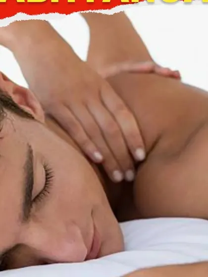 A client experiencing deep relaxation during an Abhyangam massage. This treatment is the perfect solution for a stressed body, helping to release knots and calm the nervous system.
