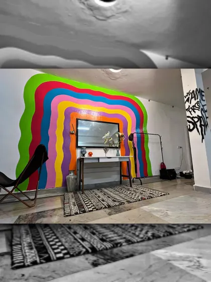 This is the second set I designed for Cosmic Studios, featuring a vibrant, multi-colored rainbow arch. The design creates a bold and cheerful backdrop perfect for portraits and product shots.