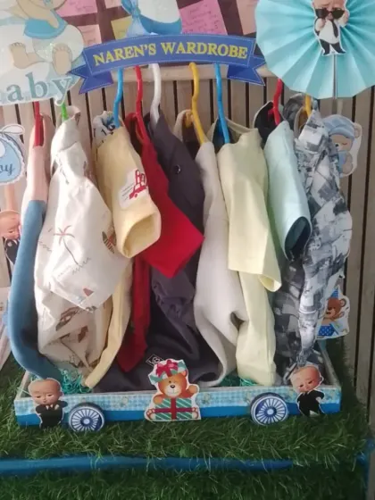 A different angle of 'Naren's Wardrobe', showing the variety of outfits included.