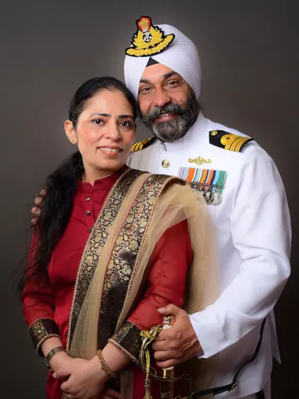 A portrait of a decorated Indian Navy officer and his wife. It was an honor to capture this image of dignity, pride, and partnership.