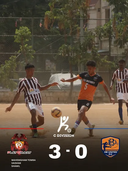 Dominance delivered. A solid 3-0 win over DB United in the C-Division, with goals from Tomba, Vaishak, and Shamil sealing the deal. We don't just play, we make statements.