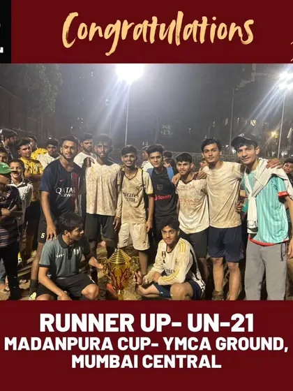 The entire U-21 squad celebrating their hard-fought achievement at the Madanpura Cup.