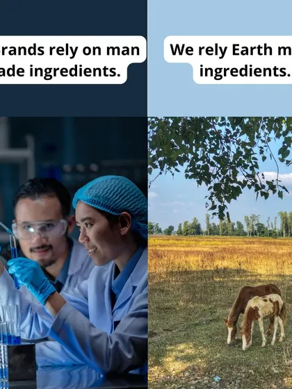 This image perfectly captures our philosophy. While many brands rely on lab-created, man-made ingredients, we put our trust in the power of the earth, sourcing directly from our organic farm.