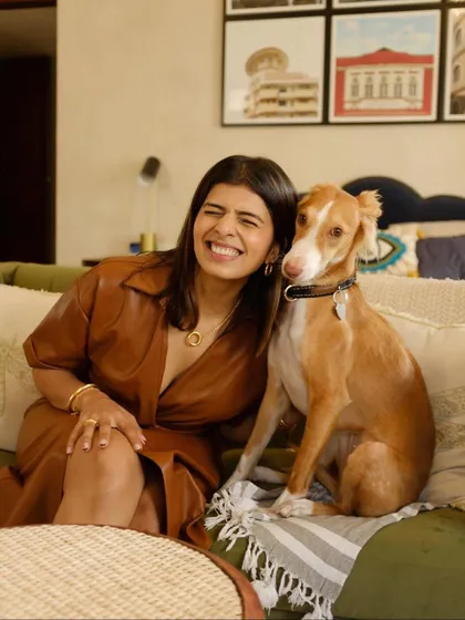 Me with my indie dog, Steffi. My personal life, including my two girls and my pets, is the center of my world.