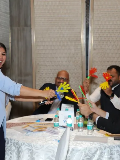 Bringing fun and games to the tables. This icebreaker activity at the Cipla conference was designed to boost energy and team morale.