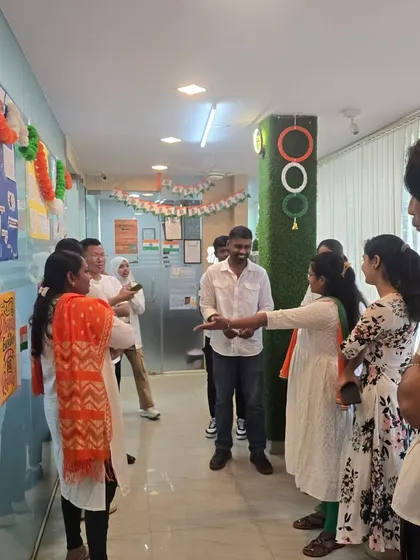 Our students and staff gathered for an activity during the Independence Day celebration. These events help build teamwork and communication skills outside of formal lessons.