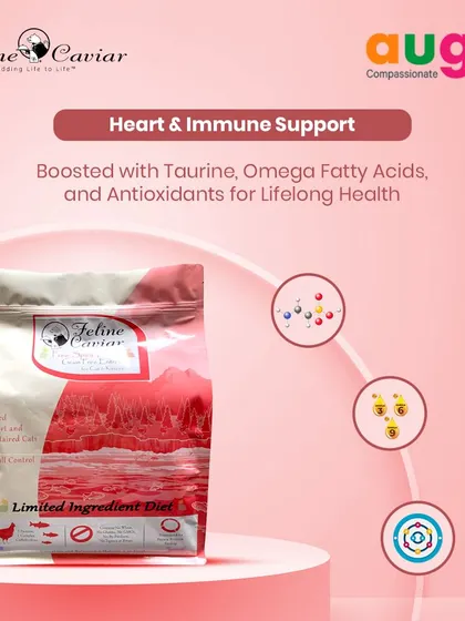 This food provides excellent heart and immune support. Feline Caviar is boosted with taurine, omega fatty acids, and powerful antioxidants to promote lifelong health for your cat.