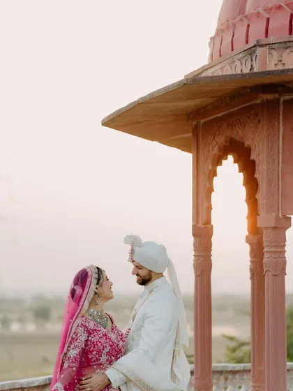 A romantic shot against the sunset. The golden light perfectly captured the warmth and love we felt.