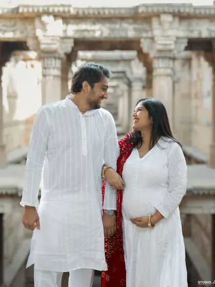 An outdoor shot filled with happiness and natural light. Walking together, sharing a smile, these are the simple moments that make the best memories.